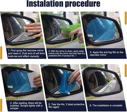 2 PCS Car Rearview Mirror Rainproof Film, 3.93" x 3.93" Round Highly Permeable Waterproof Anti-Fog Anti-Glare Hydrophobic Film, for Cars and Other...