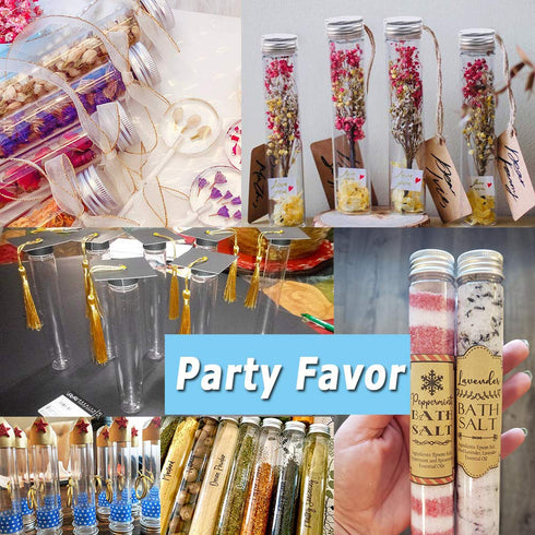 18 PCS 115ml Clear Plastic Test Tubes,150 x 33mm Flat Test Tube,Plastic Test Tube with Screw Caps and 1 Cleaning Brush for Bath Salt,Candy Storage...