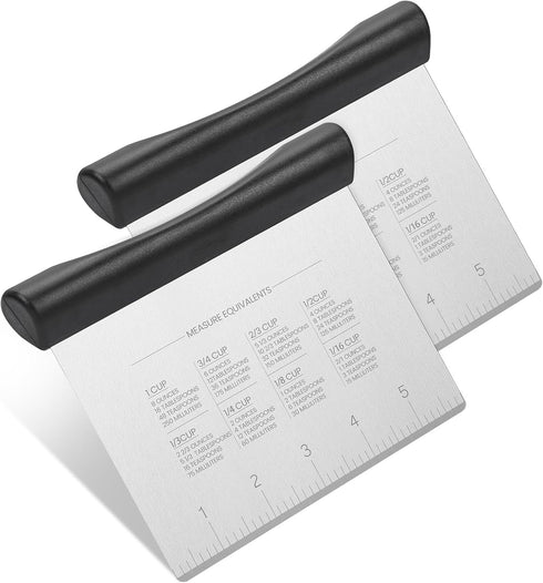 Premium Bench Scraper for Kitchen - Dough Scraper&Cutter with Measuring Scale and Conversion Chart - Kitchen Essentials Utensils Pastry Cake Cutte...