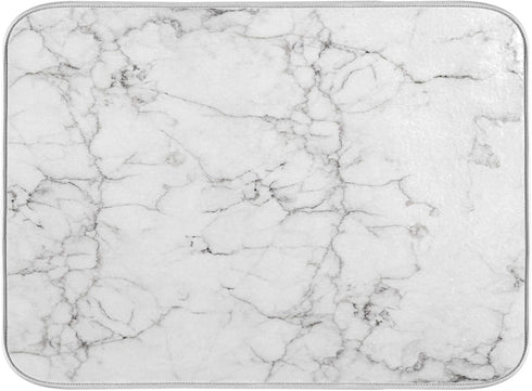 White Marble Dish Drying Mat Kitchen Counter Gold Absorbent Microfiber Drying Rack Pads 16x18 inch for Countertop Dishes Large Drain Mats and Prot...