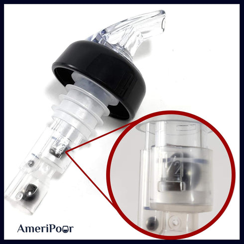Measured Pourer - Liquor Bottle Pourers - Collared - Made 100% In USA. Bar Spouts That Don't Leak - No Cracks. A Perfect Pour Everytime. Great For...
