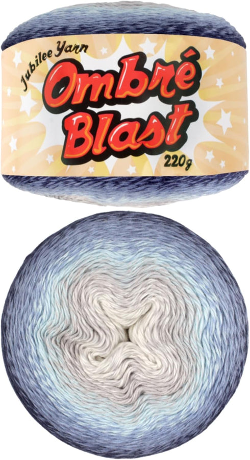 JubileeYarn Ombré Blast Yarn - 220g/cake Baby Weight Cotton - Dark Light - 1 Cake...