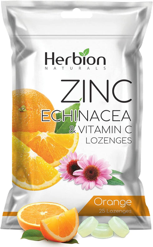 Herbion Naturals Zinc, Echinacea & Vitamin C Lozenges with Natural Orange Flavor - 25 CT – Dietary Supplement – Supports Immune System – Promotes ...