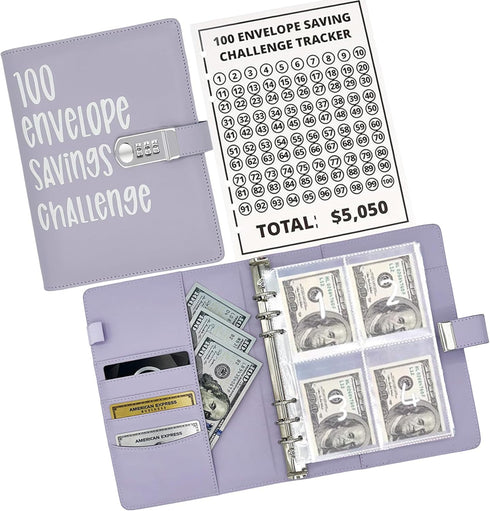 100 Envelopes Money Saving Challenge Book with Upgraded Combination Lock, Savings Challenges Book with Cash Envelopes That is Easy, Fun and Safe W...