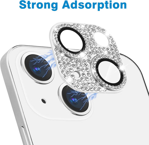 for iPhone 13 & iPhone 13 Mini Camera Lens Protector, Bling 3D Rhinestone Sparkle Diamond 9H Tempered Glass Camera Cover Anti Scratch Shockproof M...