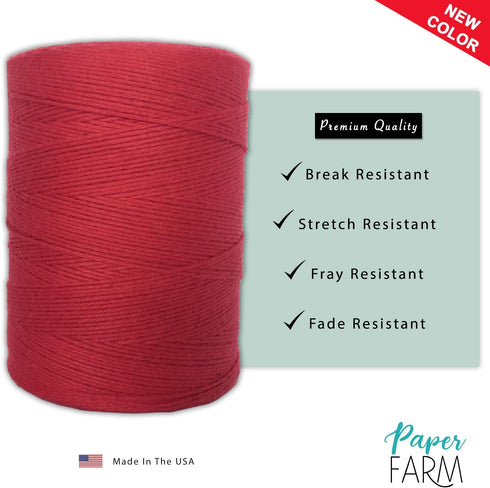 100% Cotton Loom Warp Thread (Red), 8/4 Warp Yarn (800 Yards), Perfect for Weaving: Carpet, Tapestry, Rug, Blanket or Pattern - Warping Thread for...