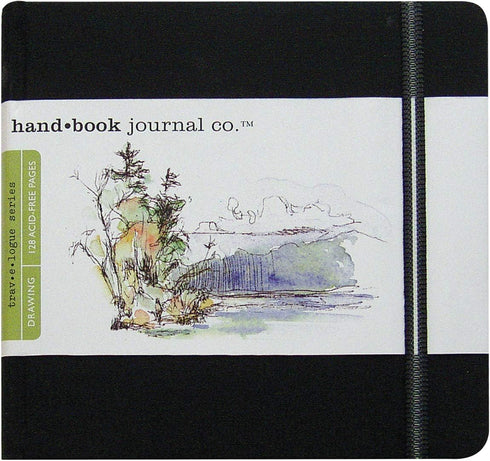 Travelogue Drawing Book, Square 5-1/2 x 5-1/2, Ivory Black Artist Journal...