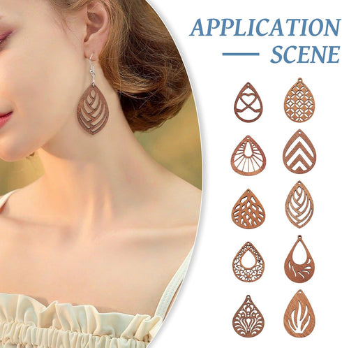Cheriswelry DIY Jewelry Earring Making Kit Wood Drop Dangle Earring for Jewelry Making with 20pc Teardrop Walnut Wood Laser Cut Pendants & 40pcs B...