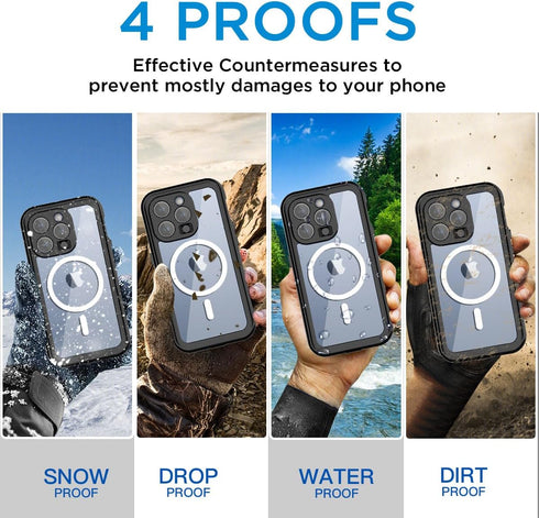AICase Waterproof Case for iPhone 15 Pro(6.1") with MagSafe Snowproof,Dustproof and Shockproof, IP68 Certified Full Body Protection Fully Sealed U...