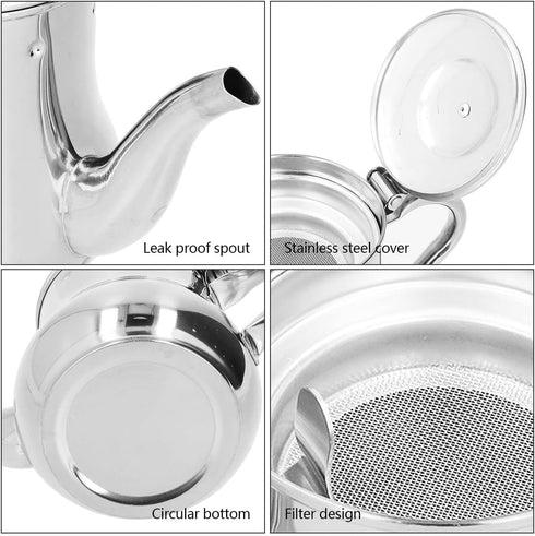 Stainless Steel Tea Pot With Filter Rust Proof Durable Oil Strainer Pot For Hotels Restaurants Homes 850ml Tea Kettle(Silver)...