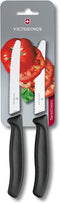 Victorinox Swiss Classic 2 Piece Utility Knife Set Wavy Edge Round Tip - Black...