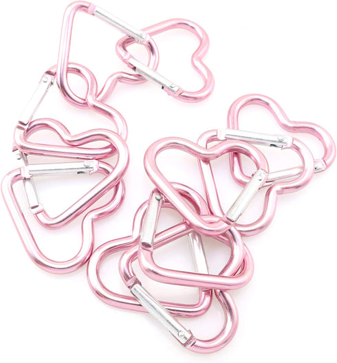 10pcs Heart-Shaped Aluminum Snap Hook Clip Key Holder, Keychain Clip (Light Pink)...