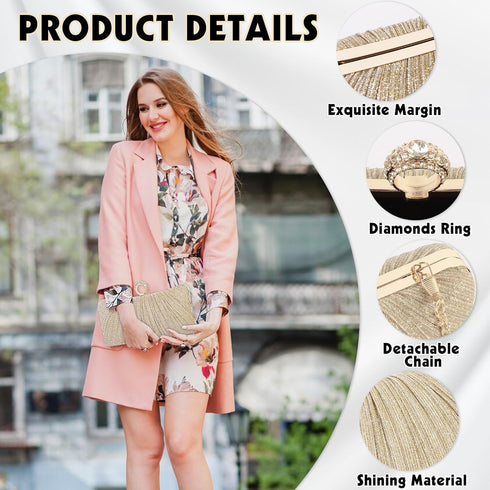 Clutch Purses for Women, Rhinestone Evening Bags Party Purse, Sparkling Handbag Purses for Wedding Bridal Prom Party...