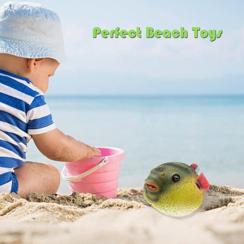 Gemini&Genius Sea Animal Pufferfish Action Figure Soft Rubber Swim Bath Toy, Realistic Ocean Fish Blowfish Toy, Educational and Role Play Toys for...
