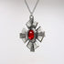 Medallion with Red Cabochon Medieval Renaissance Silver Finish Pendant Necklace...