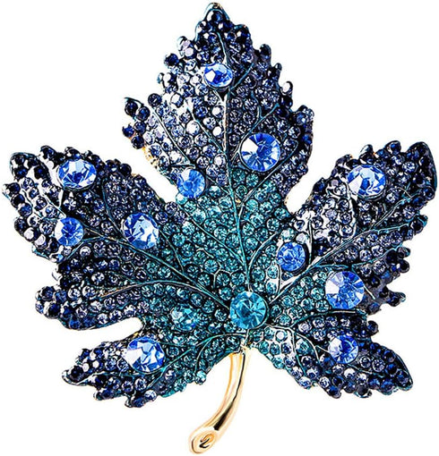 Rhinestone Big Maple Leaf Brooch Pin for Women Men Fashion Crystal Delicate Wedding Fall Party Brooches Lapel Pins Elegant Dress Accessories Jewel...
