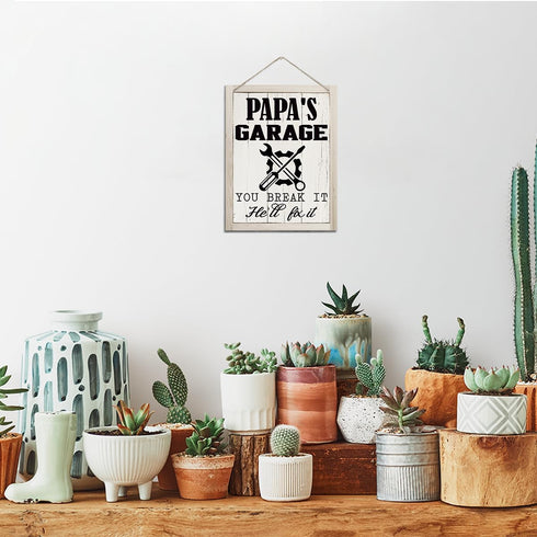 Papa Gifts, Papa Sign, Rustic Hanging Wood Plaque Sign, Decorative Wood Wall Sign, Papa Garage Hanging Decor, Farmhouse Tool Room Decor, Father's ...