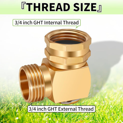 Boltigen 90 Degree Hose Swivel Elbow, Brass Garden Hose Swivel Adapter Fitting, 3/4 GHT Garden hose Extension Connector, Garden Hose Kink Protecto...