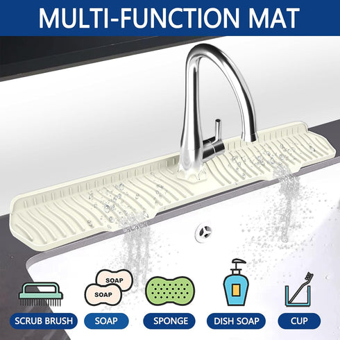 Kitchen Sink Splash Guard Gen2-30" x 6'' Silicone Sink Mat Splash Guard fit for Countertop, Bathroom,Farmhouse,RV by EBIGIC (White)...
