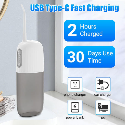 Water Flosser, 4 Modes Water Flosser for Teeth, Portable USB-C Rechargeable Oral Irrigator, 4 Replaceable Nozzles Water Dental Picks, IPX7 Waterpr...