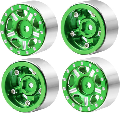RC-Hub 4Pcs Aluminum Alloy 1.0" Micro Beadlock Wheels for 1/24 Axial SCX24 90081 AXI00001 AXI00002 RC Crawler Car (Green)...