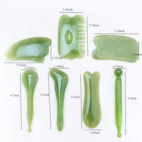 7 Pieces Gua Sha Scraping Massage Tool,Natural Resin GuaSha Tool Massage Tools Set for Face Back and Neck Release,Reduce Muscle Pain,with Storage ...