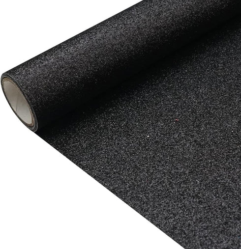 Black 11.8X 53 Inch (30 x 135 cm) Sparkly Superfine Glitter Leather Rolls Shiny Faux Fabric Canvas Perfect for Craft DIY Handmade Projects Patchwo...
