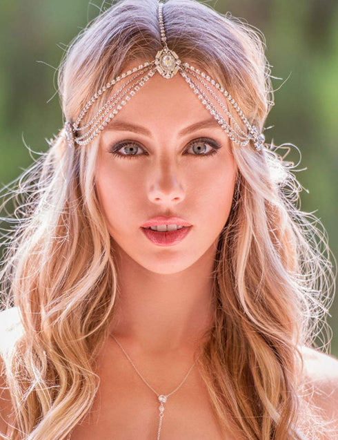 Missgrace Women Dainty Bohemian Rhinestones Head Chain Hair Accessories for Bridal...
