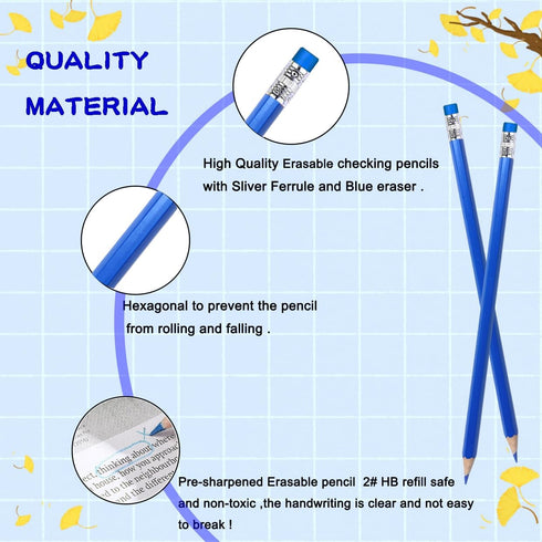 25pcs Checking Pencils advertising pencil Erasable Pencils Pre-Sharpened #2 HB with Eraser including a Free sharpener (Blue)...