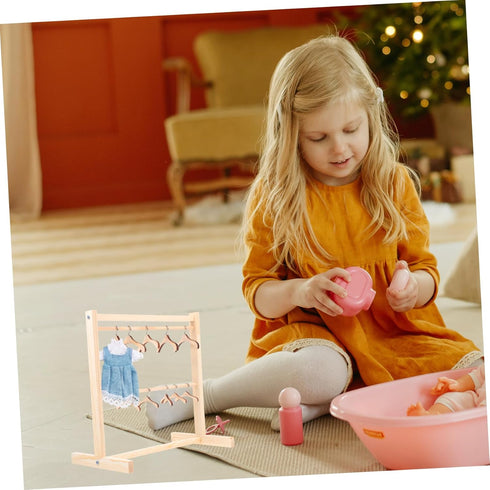 Toyvian 1set Dollhouse Hanger Miniature Garment Rack Wall Mount Clothing Rack Mini Doll Kid Furniture Kids Clothes Hangers Pants Hangers Space Sav...