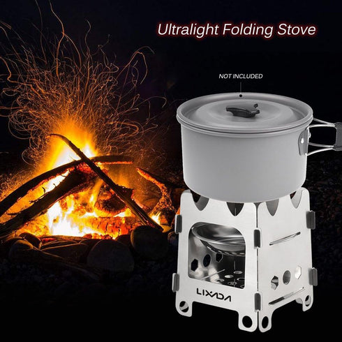 Lixada Camping Wood Stove Folding Lightweight Stainless Steel Wood Burning Stove Portable Backpacking Alcohol Stove for Outdoor Camping Hiking Pic...