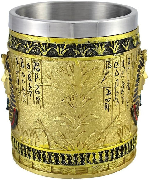 Egyptian Theme Golden King Tut Pharaoh of Egpyt Dynasty Beer Stein Tankard Coffee Cup Mug Great Gift For Ancient Egyptian Culture Lovers School Cl...