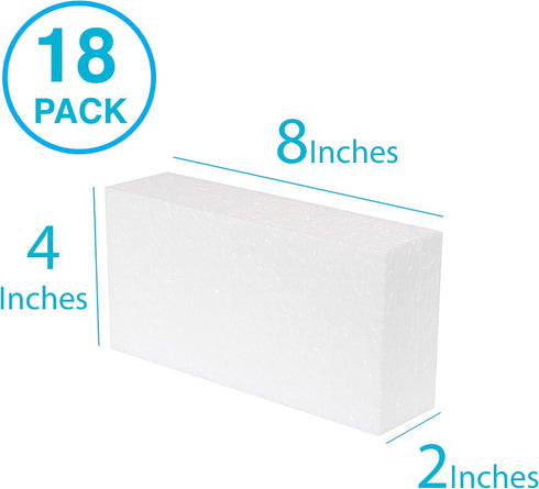 Silverlake Craft Foam Blocks - American-Made Hard Foam - 18-Pack 8x4x2 EPS Boards for Professional Projects, Hobby Art, Teaching & Small Business...