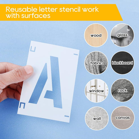 UCEC 3 Inch Letter Stencils Symbol Number Stencil, 42PCS Reusable Alphabet Letter Stencils Interlocking Stencil Kit, Plastic Art Craft Stencils Le...