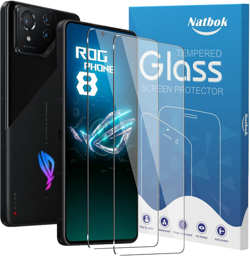 2 Pack Compatible with Asus ROG Phone 8 Pro 5G/ROG Phone 8 Screen Protector,Full Coverage 9H Tempered Glass Film,HD Clear Scratch Resistant,Bubble...