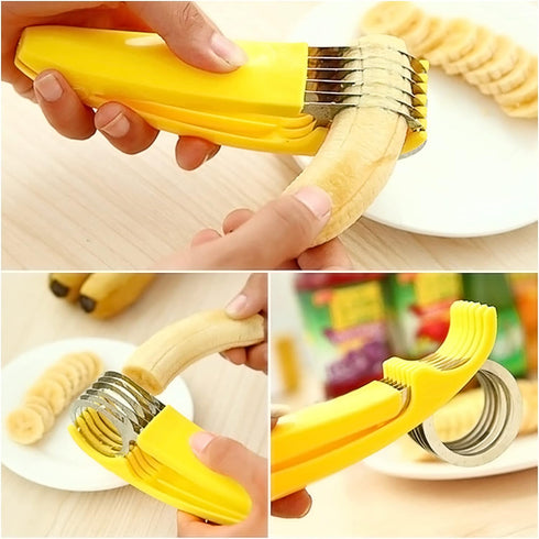 FireKylin Banana Slicer,ABS + Stainless Steel Fruit and Vegetable Salad Peeler Cutter Kitchen Tools For Banana, Strawberry,Grape?2 pcs?...