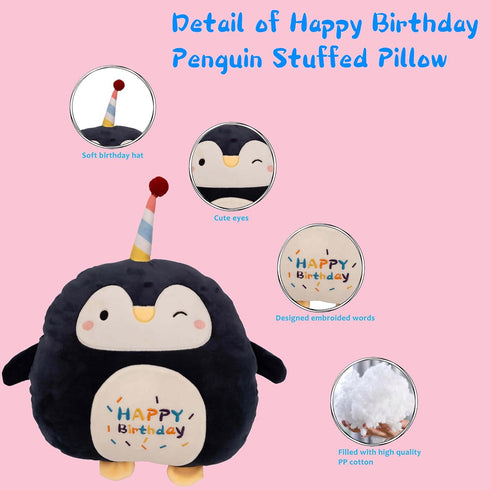 12 Inch Soft Penguin Plush Hugging Pillow Cute Birthday Penguin Stuffed Animal Plushies Toy Penguin Kids Stuffed Animals Penguin Happy Birthday Pl...