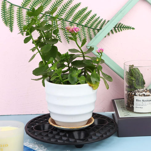 6 Pcs Plant Level Pot Elevator, Heavy Duty Plant Stand, Black Round Plant Flower Pot Holder Plastic Plant Risers for Indoor Outdoor Garden Deck Fl...