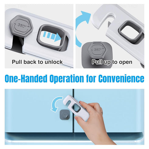 NiHome Child Proof Refrigerator Lock 6-Pack, Baby Safety Locks for Fridges, Cabinets, Drawers, Double Doors and More, French Fridge Door Lock Prot...
