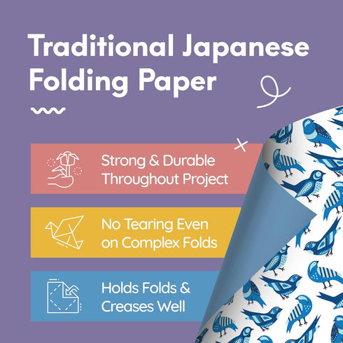 Japanese Origami Paper Set - 120 Sheets - Traditional 6x6 Folding Kit Featuring Floral, Animal, Aztec, Geometric Designs for Kids and Adults...