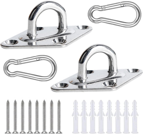 2 Sets Heavy Duty Hammock Hanging Kit,Stainless Steel Hammock Stands for Wall Ceiling Mount,Wall Ceiling Hook for Tree Swing Rope Hammock Chair Yo...