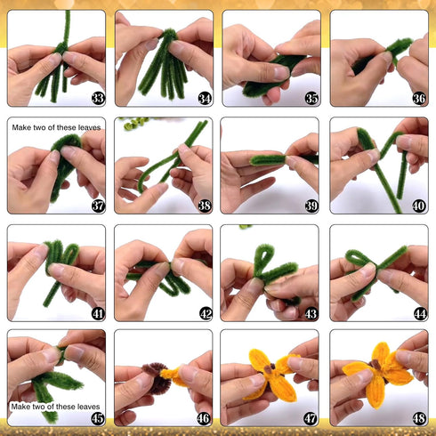 TOAOB 200pcs Pipe Cleaners Craft Flower Supplies DIY Sunflowers Bouquets Making Kit Chenille Stems Artificial Flowers Craft Kit for DIY Art and Cr...