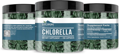 Earthborn Elements Chlorella 200 Capsules, Pure & Undiluted, No Additives...