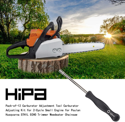 Hipa Pack-of-12 Carburetor Adjustment Tool Carburator Adjusting Kit for 2-Cycle Small Engine for Poulan Husqvarna STHIL ECHO Trimmer Weedeater Cha...