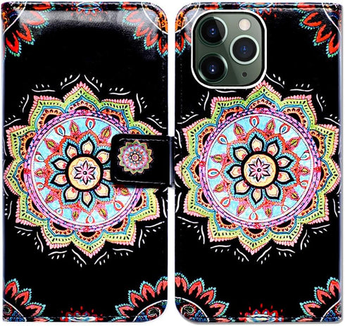 Case for iPhone 11 Pro Max, Colorful Mandala Flower Flip Leather Case Wallet Cover with Credit Card Slot ID Card Holder Kickstand for iPhone 11 Pr...
