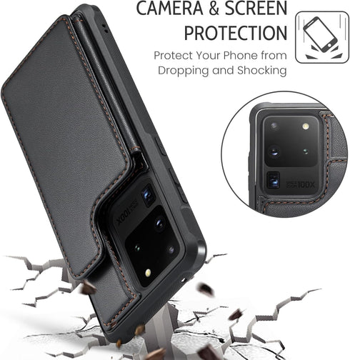 Asuwish Phone Case for Samsung Galaxy S20 Ultra 5G Wallet Cover with Screen Protector and RFID Blocking PU Leather Credit Card Holder Stand Cell A...