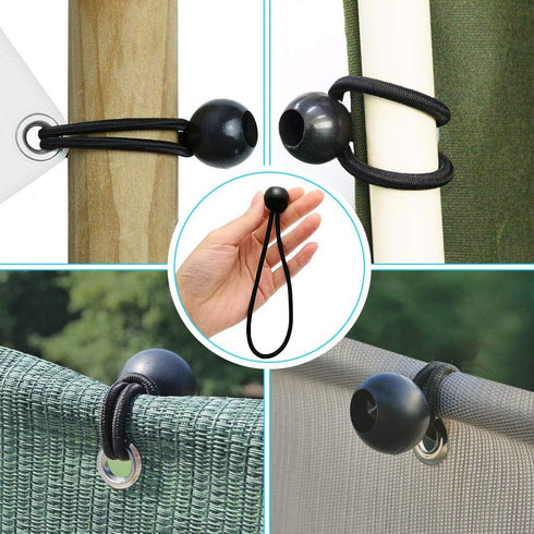 24 Pcs Tarp Clips and Ball Bungee Cords -Tarp Clamps Heavy Duty Lock Grip Tent Pool Awning Fasteners Clips with 6 Inch Bungee Ball Cords for Outdo...