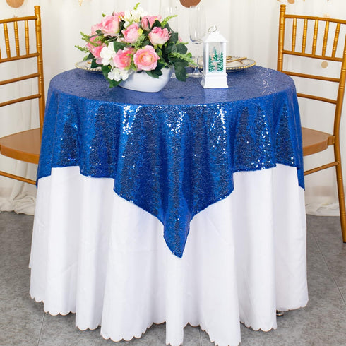ShinyBeauty Sparkling Royal Blue Sequin Tablecloth 54x54 Inch - Glitter Dining Table Cover for Birthday Wedding Party Decor, Elegant Luxury Table ...