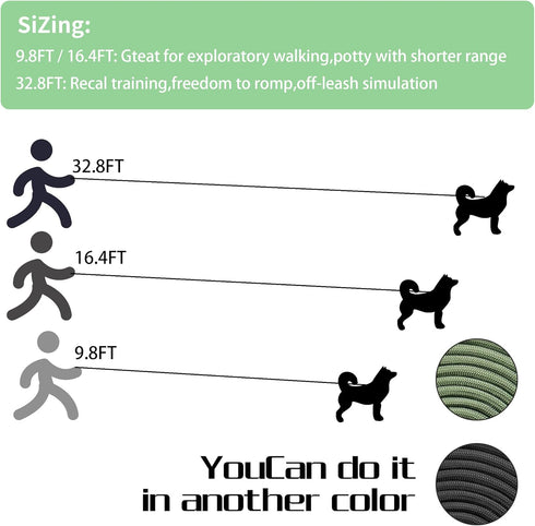 YAODHAOD Long Rope Dog Leash for Dog Training Leash,9.8FT/12.4FT/32.8FT Threads Check Cord Dog Leash,Pet Training Tracking Line Leash for Outside,...