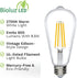 Bioluz LED 92 CRI Dimmable Edison Light Bulbs 800 Lumen Warm White 2700K 60W Replacement ST64 / ST19 / ST58 8.5W E26 Standard Base Title 20 High E...